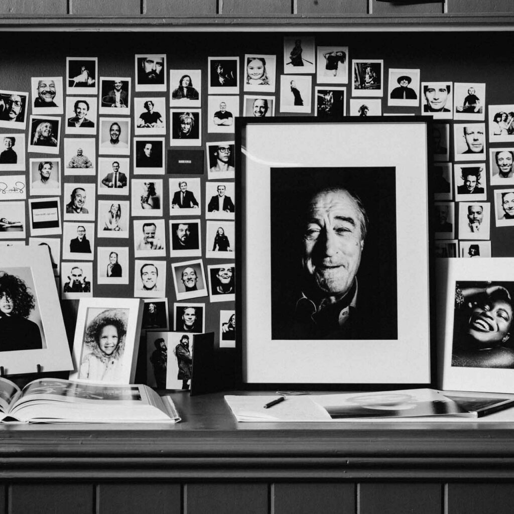 Polaroids and framed images at Oliver Doran Studios